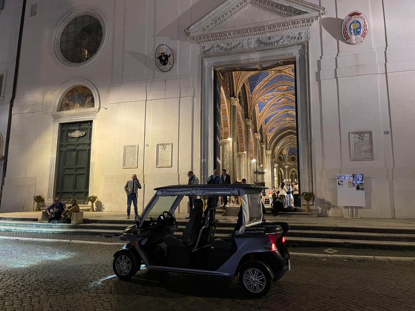 Rome by Night Private Golf Cart Tour - SantIgnazio di Loyola and the Spanish Steps: where evening turns romantic fast