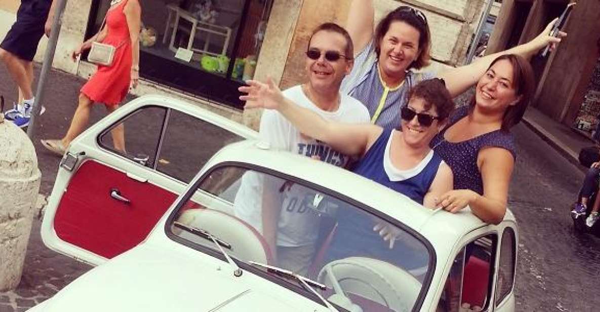 Rome Driving Tour By Vintage Fiat 500 - Meeting the Fiat 500 by the Colosseum: Palazzo Manfredi and a quick start
